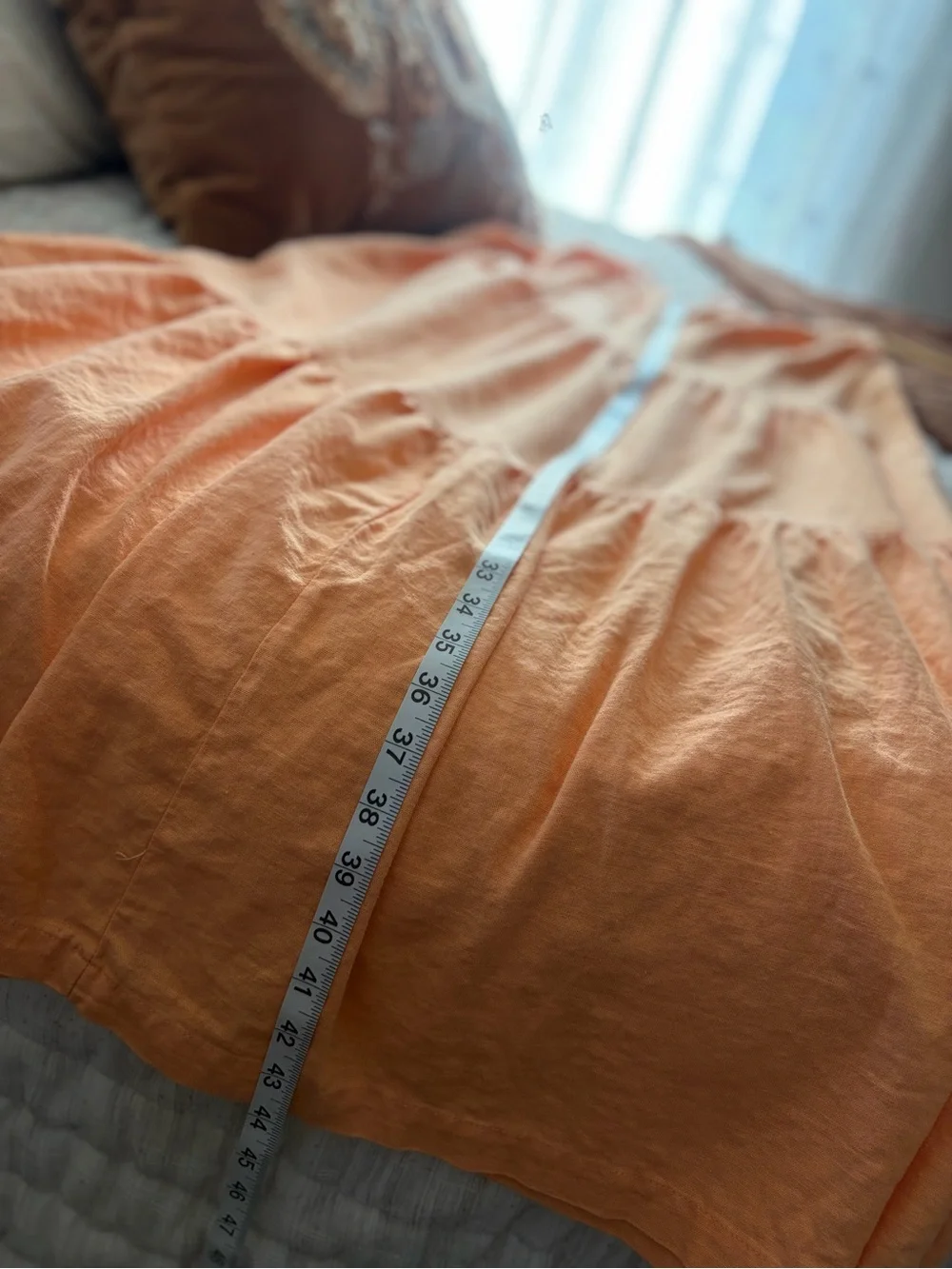 Asymmetrical Tiered Linen Blend Maxi Dress- Not Brown
